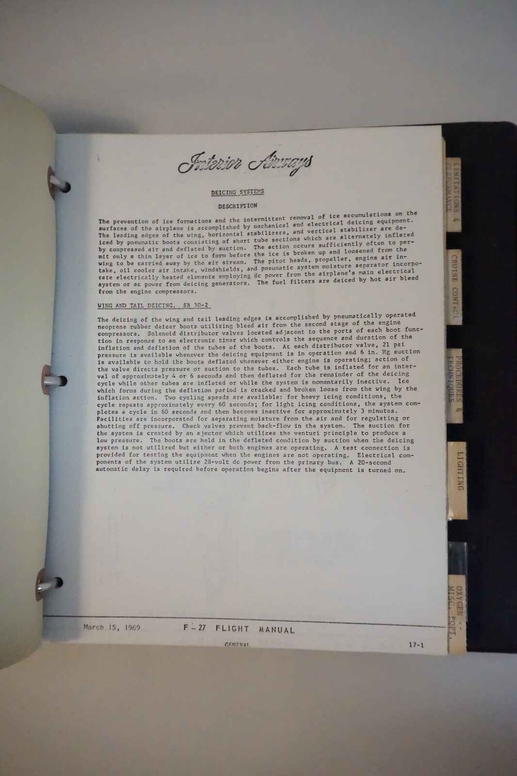 Interior Airways F-27 Airplane Manual For The 514-7 Engine