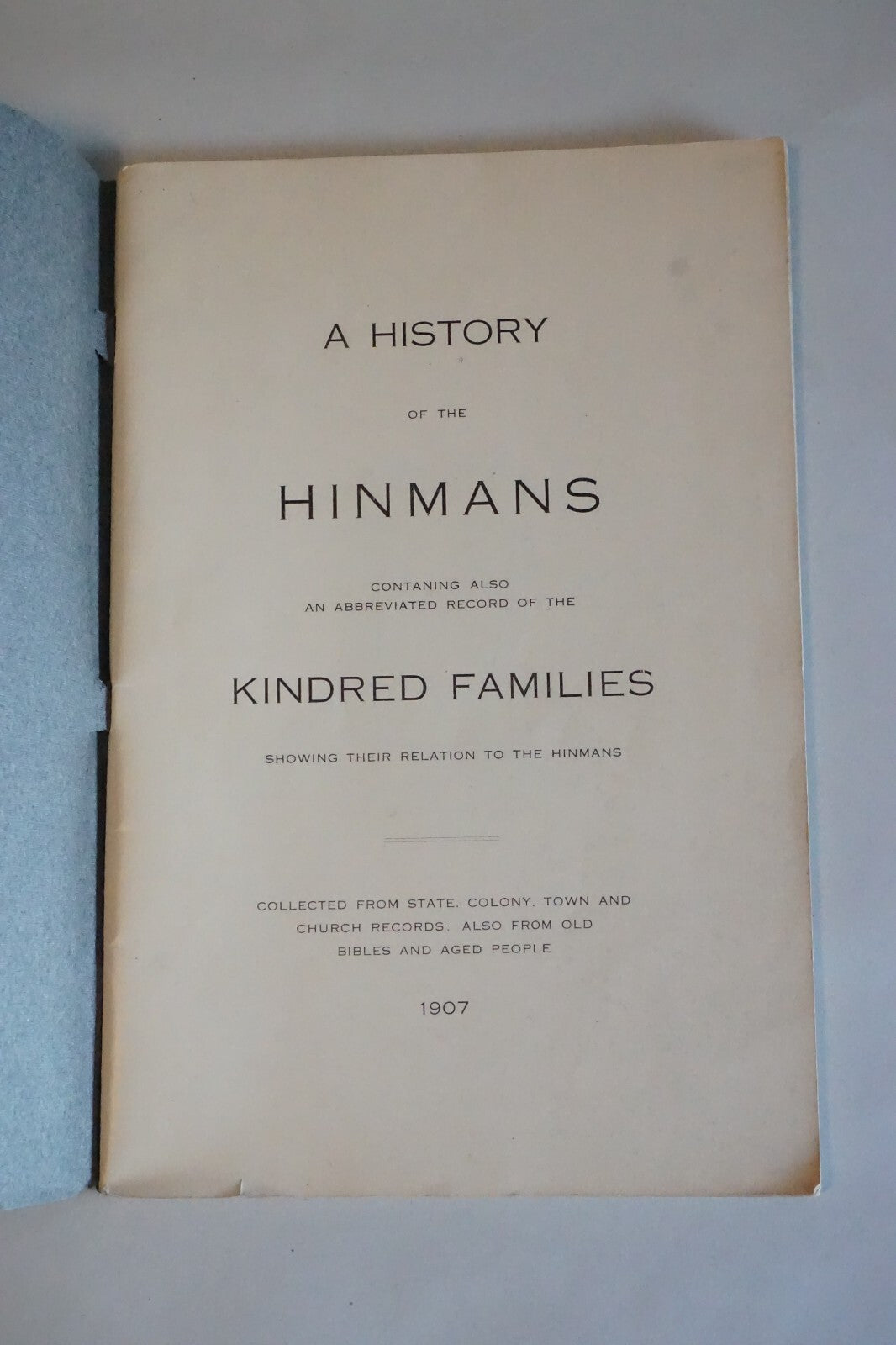 A History of The Hinmans and Kindred Families 1907