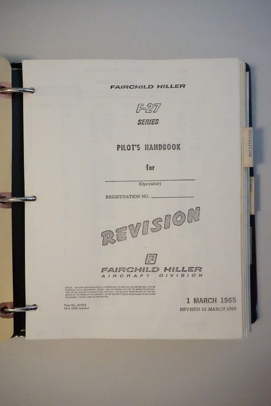 Fairchild Hiller F-27 Pilot's Handbook 1968