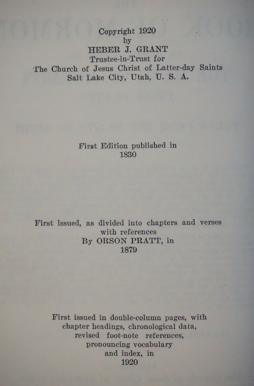 The Book of Mormon by Joseph Smith 1920 Hardcover