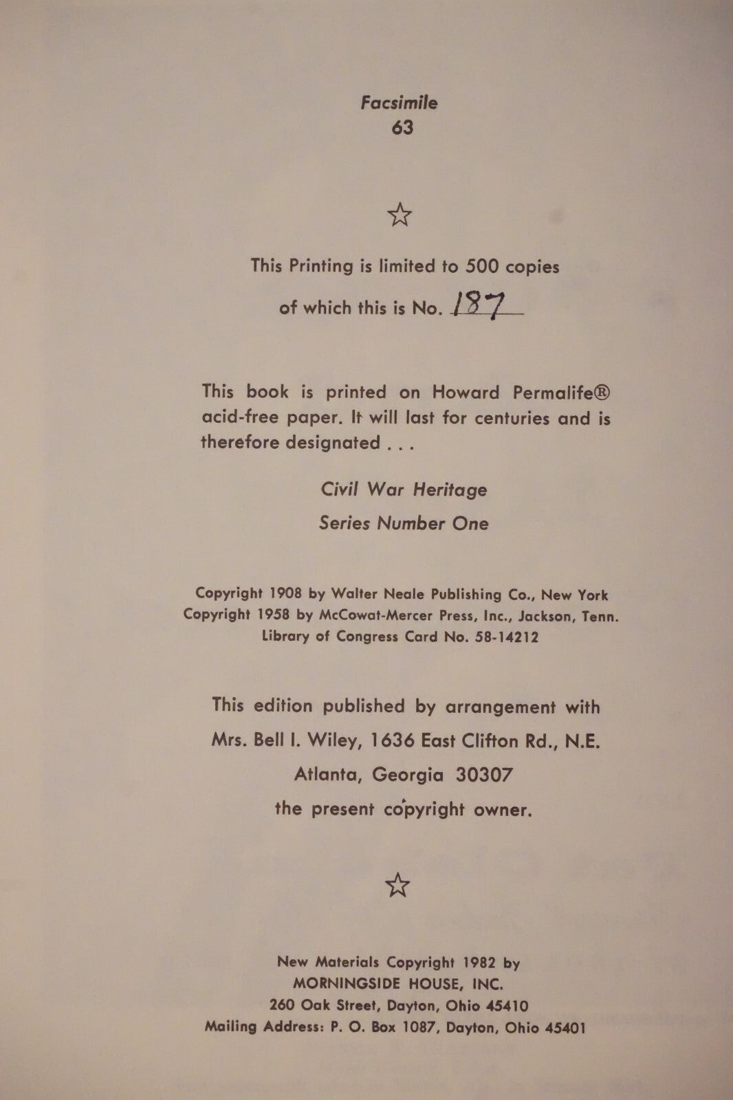 Cleburne And His Command by Irving Buck 1982 Limited Edition HC