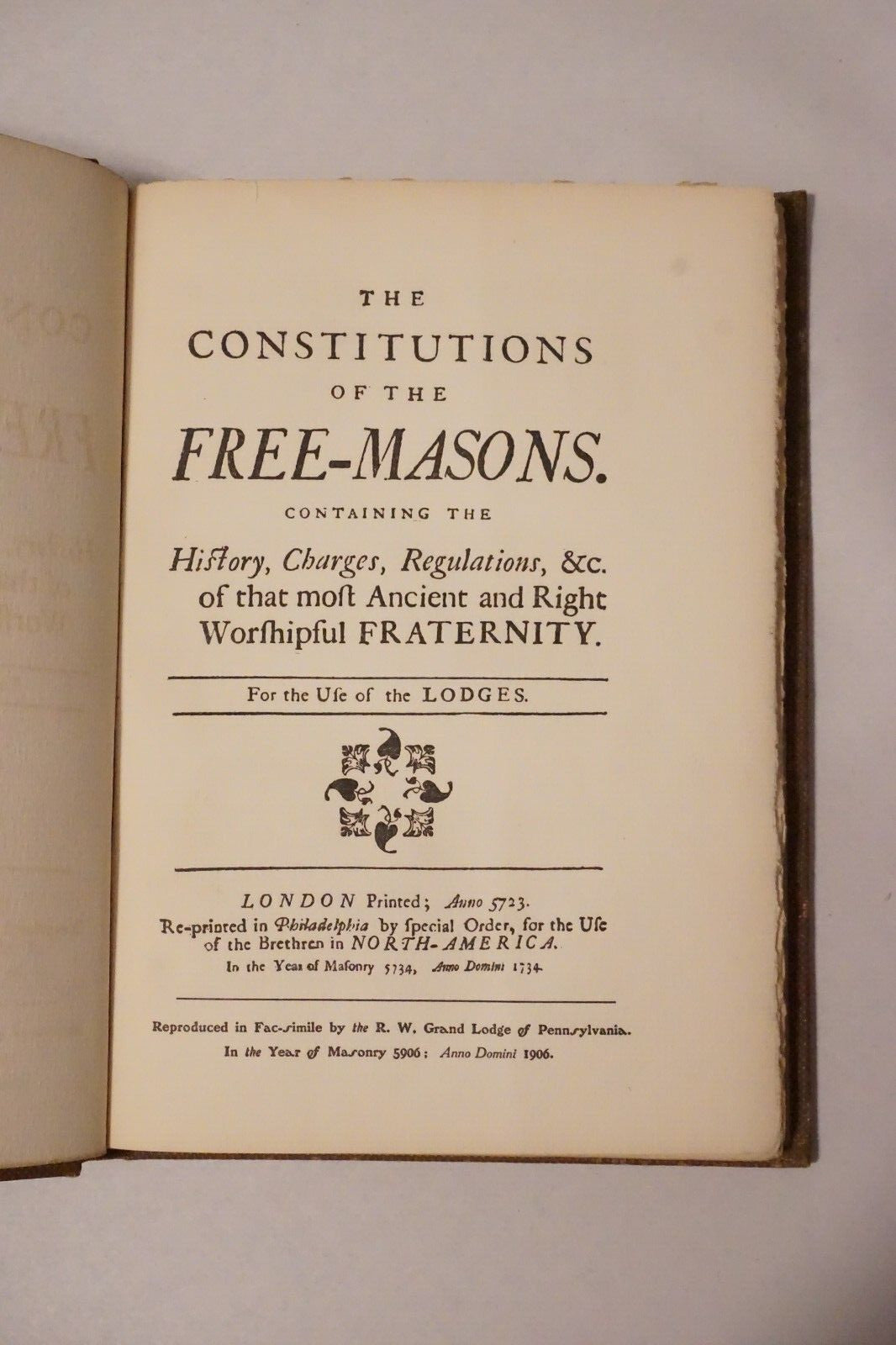 The Constitutions of Freemasons by Grand Lodge of Pennsylvania 1906 Hardcover