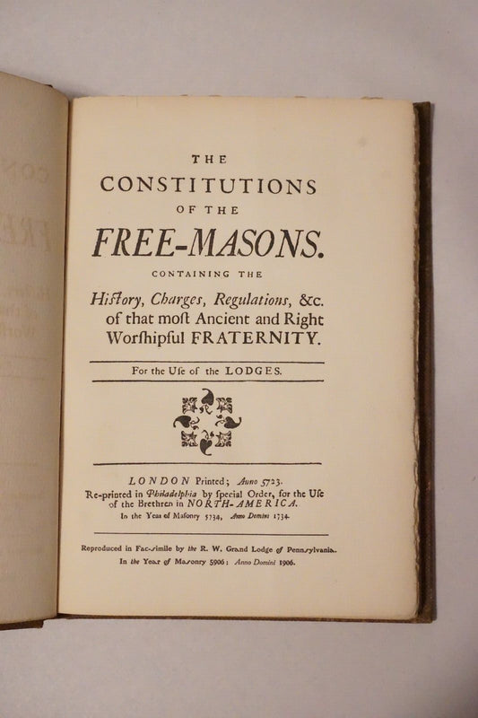 The Constitutions of Freemasons by Grand Lodge of Pennsylvania 1906 Hardcover