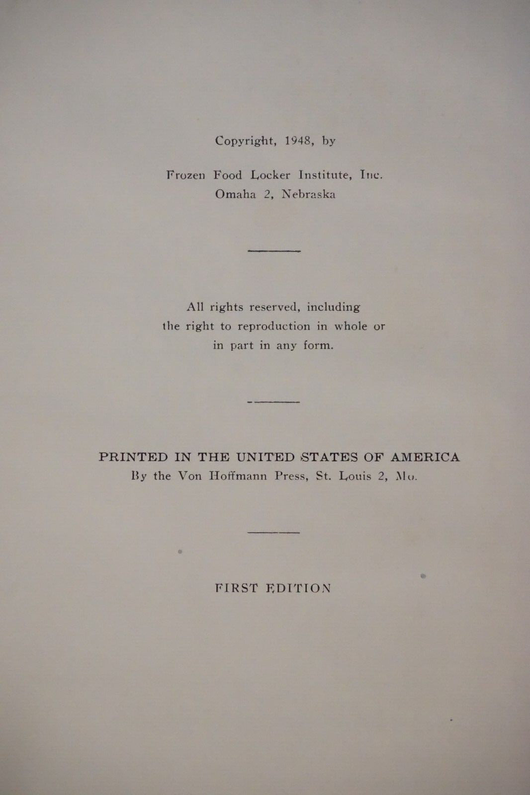 Your Locker Plant: A Guidebook for the Prospective Locker Owner 1948 Hardcover