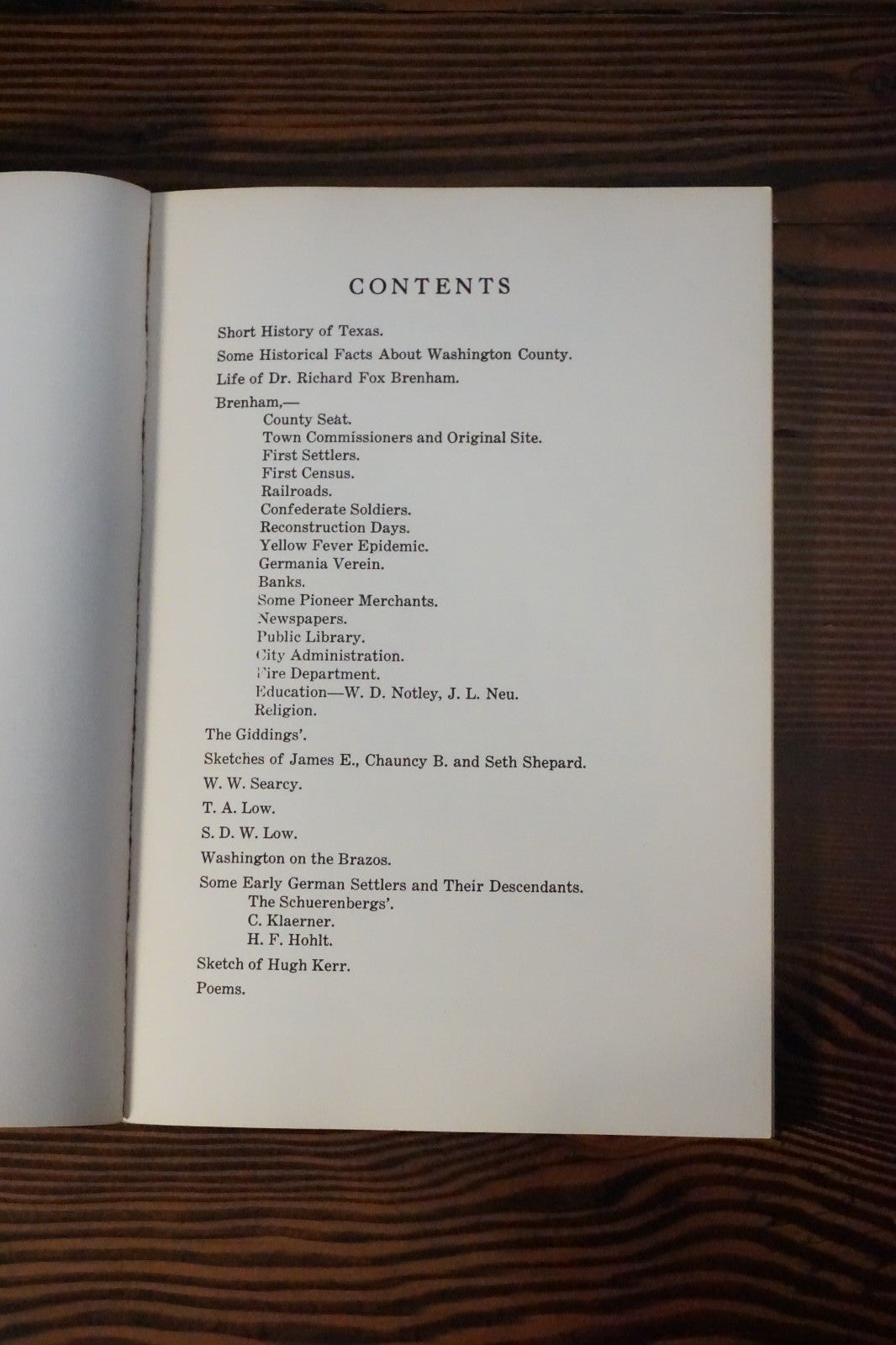 History of Brenham and Washington County, Texas Limited Edition Reprint