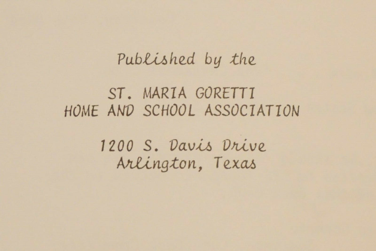 Vintage St Maria Goretti School Cookbook Arlington Texas 1960's Spiralbound