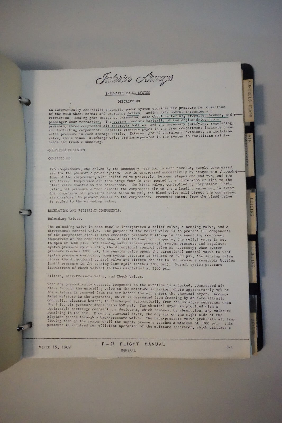 Interior Airways F-27 Airplane Manual For The 514-7 Engine