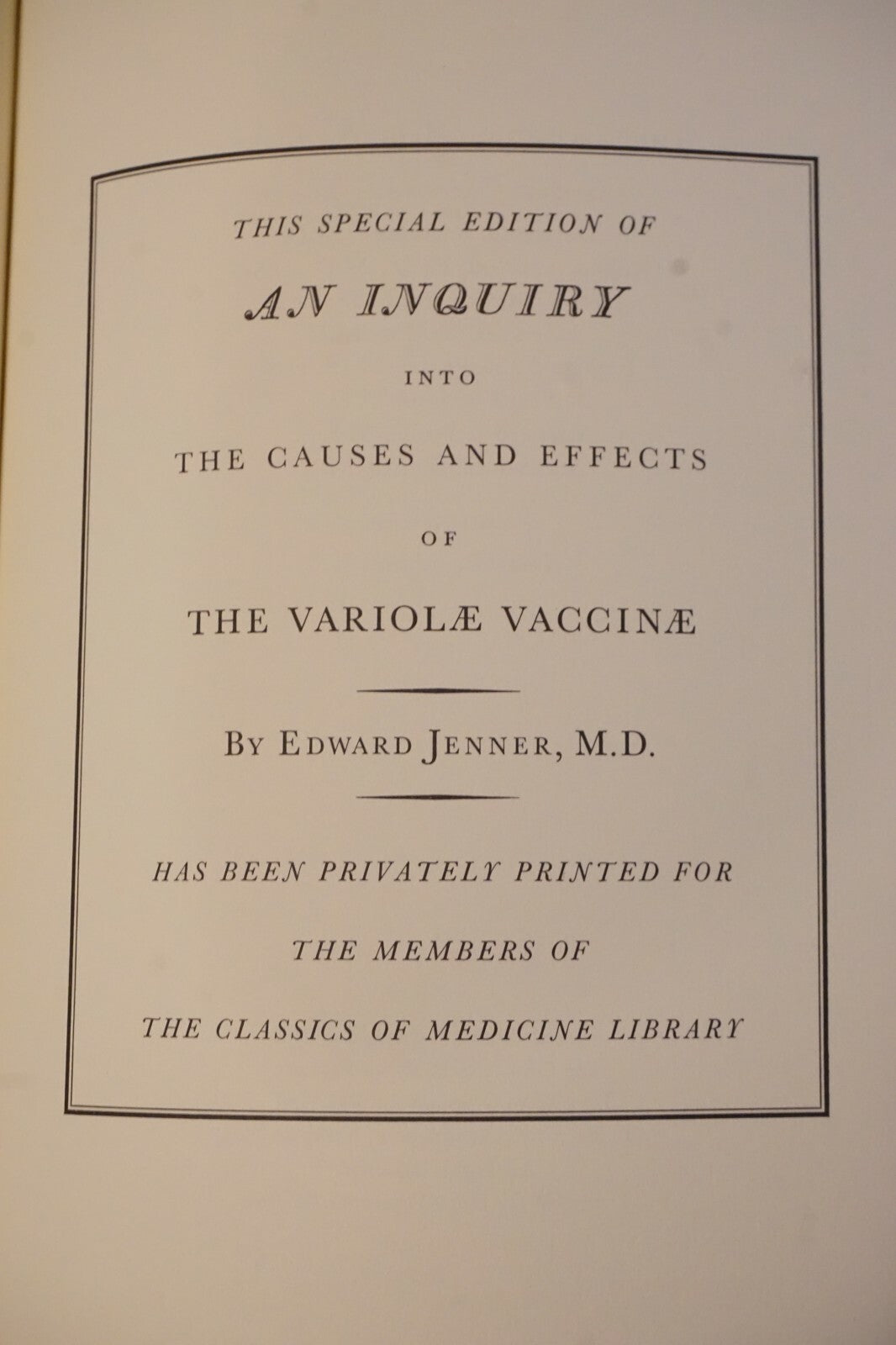 The Causes and Effects of the Variolae Vaccine by Edward Jenner 1978 Leather