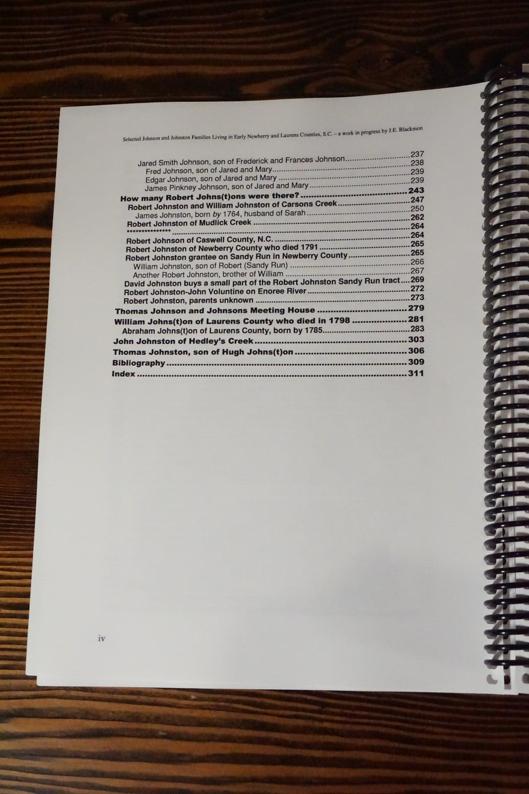 Selected Johnson and Johnston Families by J.E. Blackmon 2011 Ringbound