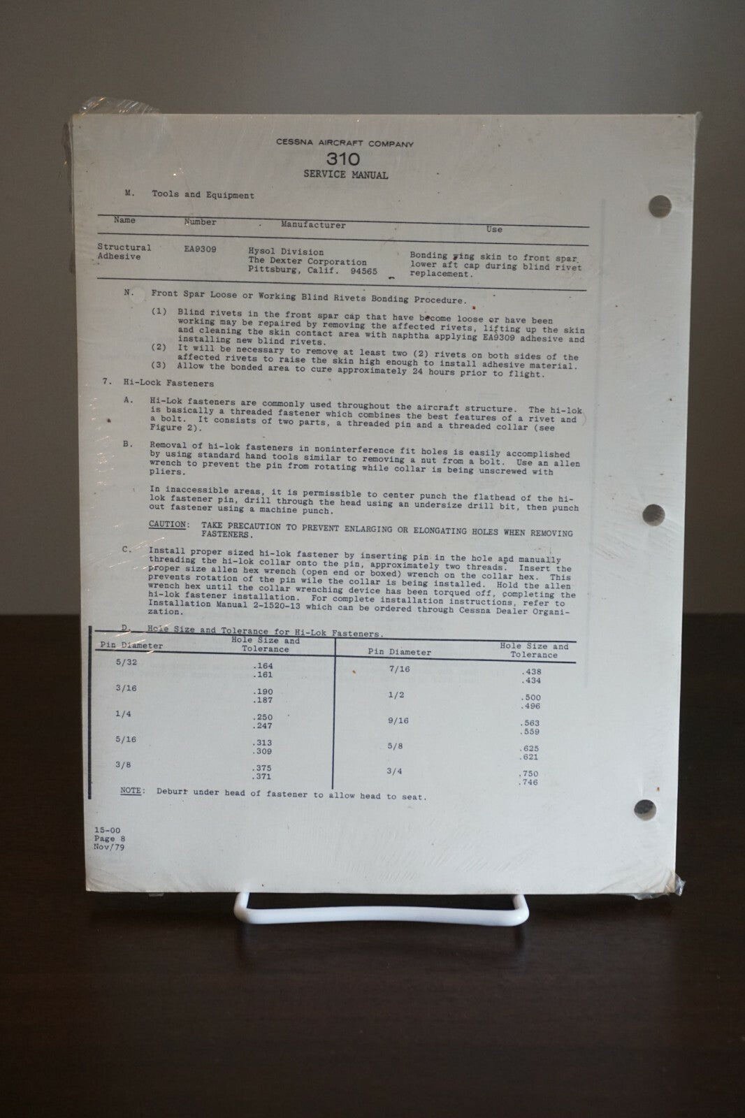 Cessna 310 and Turbo 310 Service Manual Revision 8 - November 1979