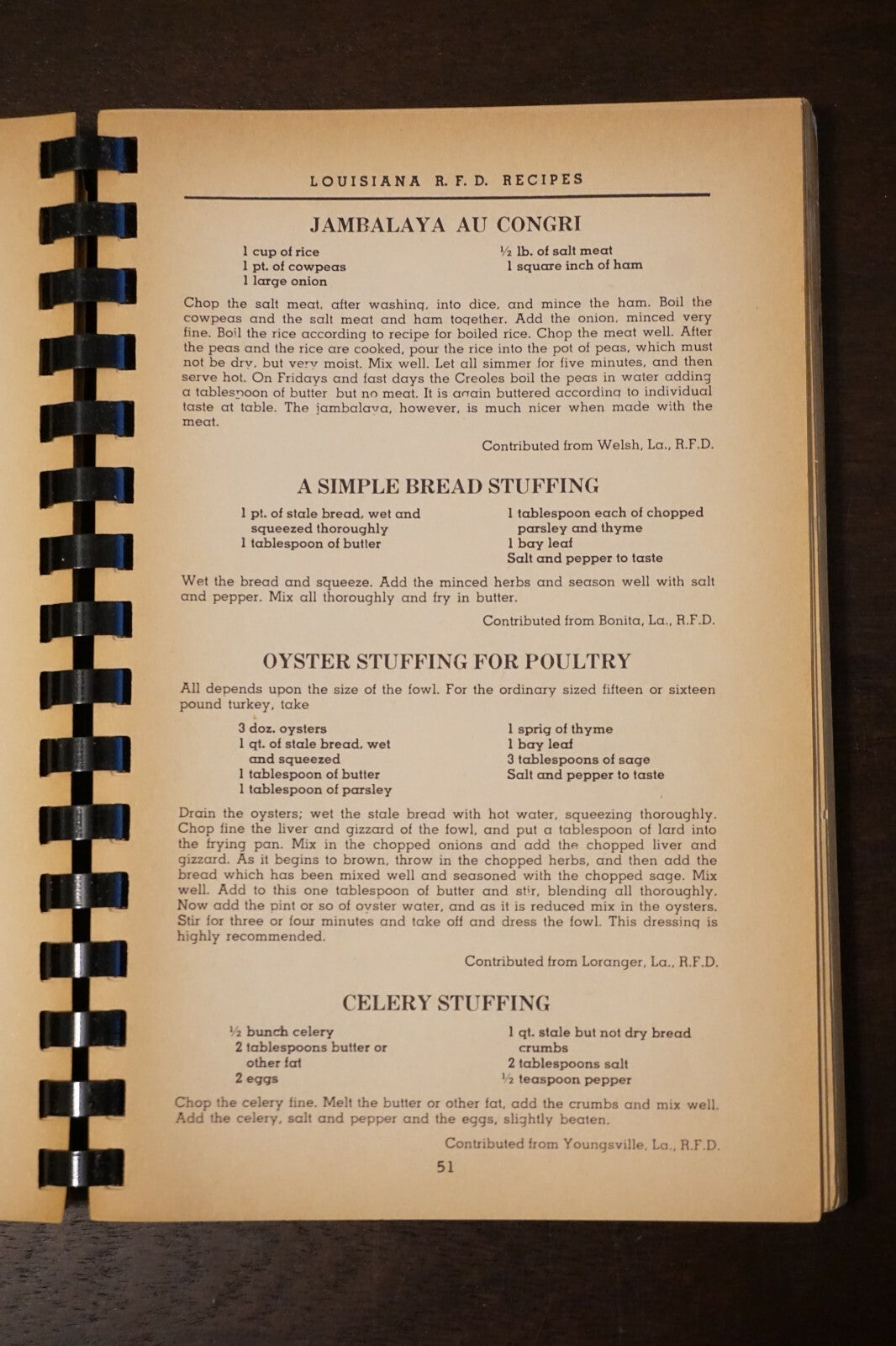 Rare Louisiana RFD Recipes Cookbook 1956 Spiralbound Creole