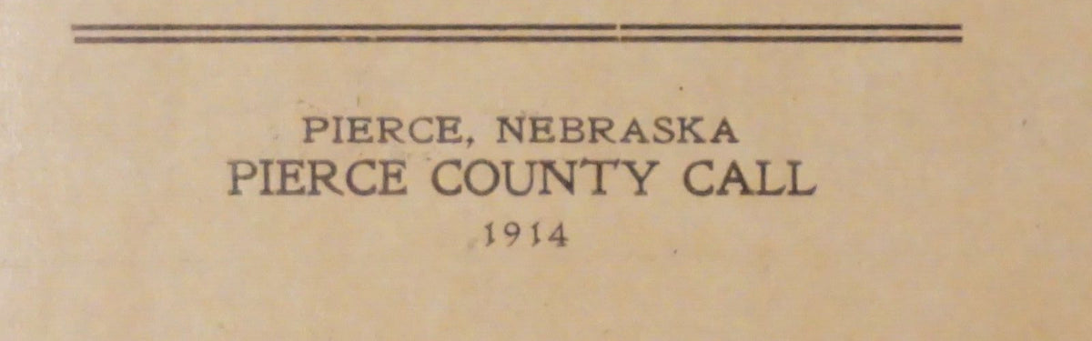 Rare Congregational Cook Book by Congregational Church of Pierce, Nebraska 1916