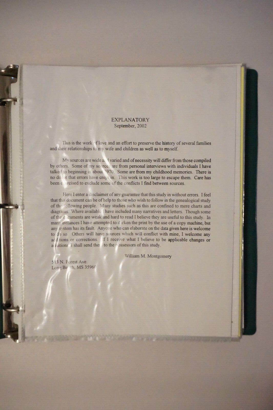 Martin Family Genealogy Research Notebook by William M. Montgomery