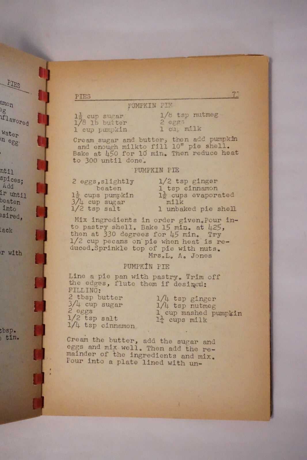 Anton, Texas Study Club Cookbook 1952 Spiralbound