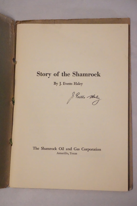 The Story of Shamrock by J. Evetts Haley 1954 Signed Softcover