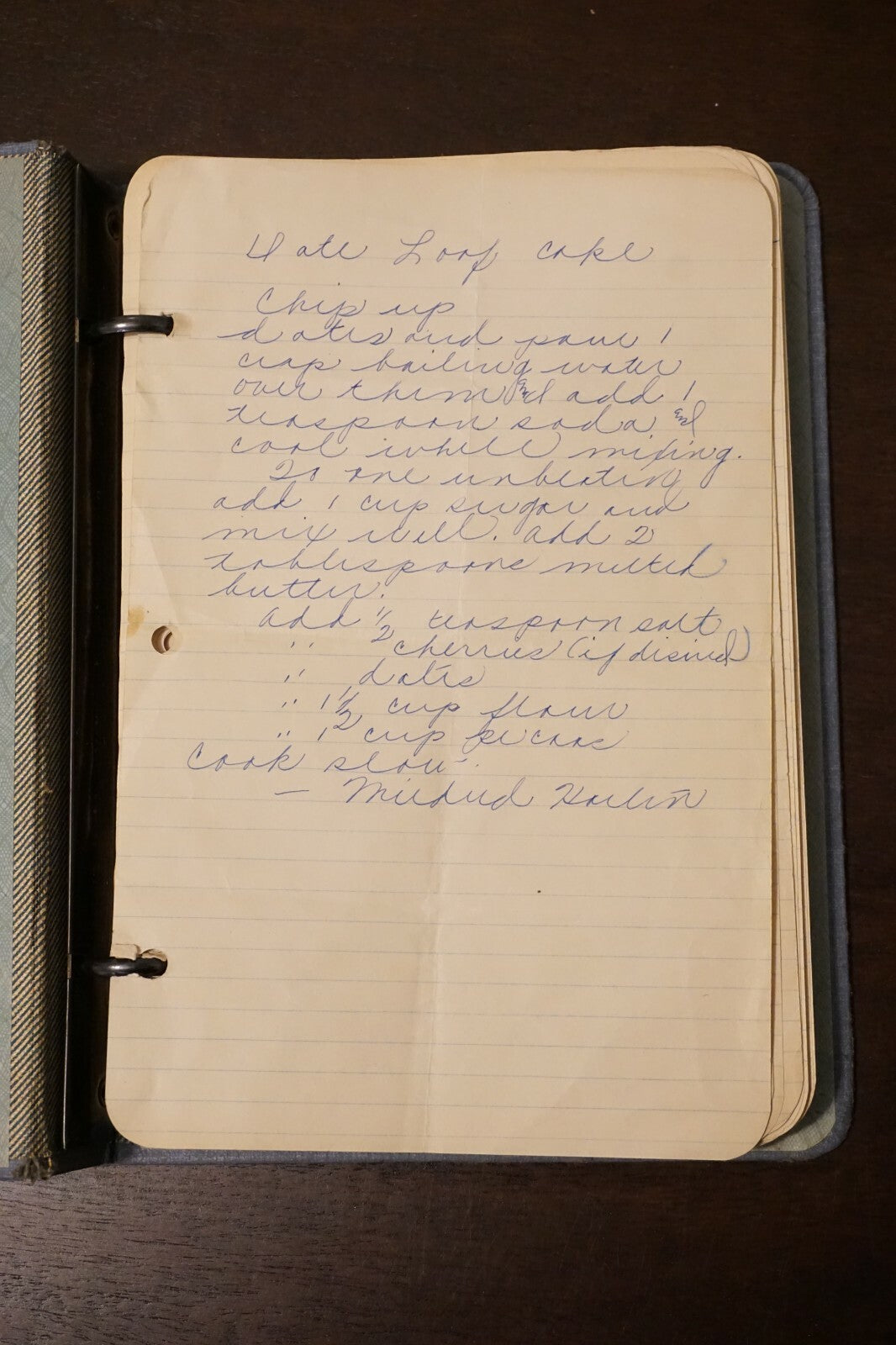 Vintage Binder with Approximately 65 Handwritten Pages of Recipes