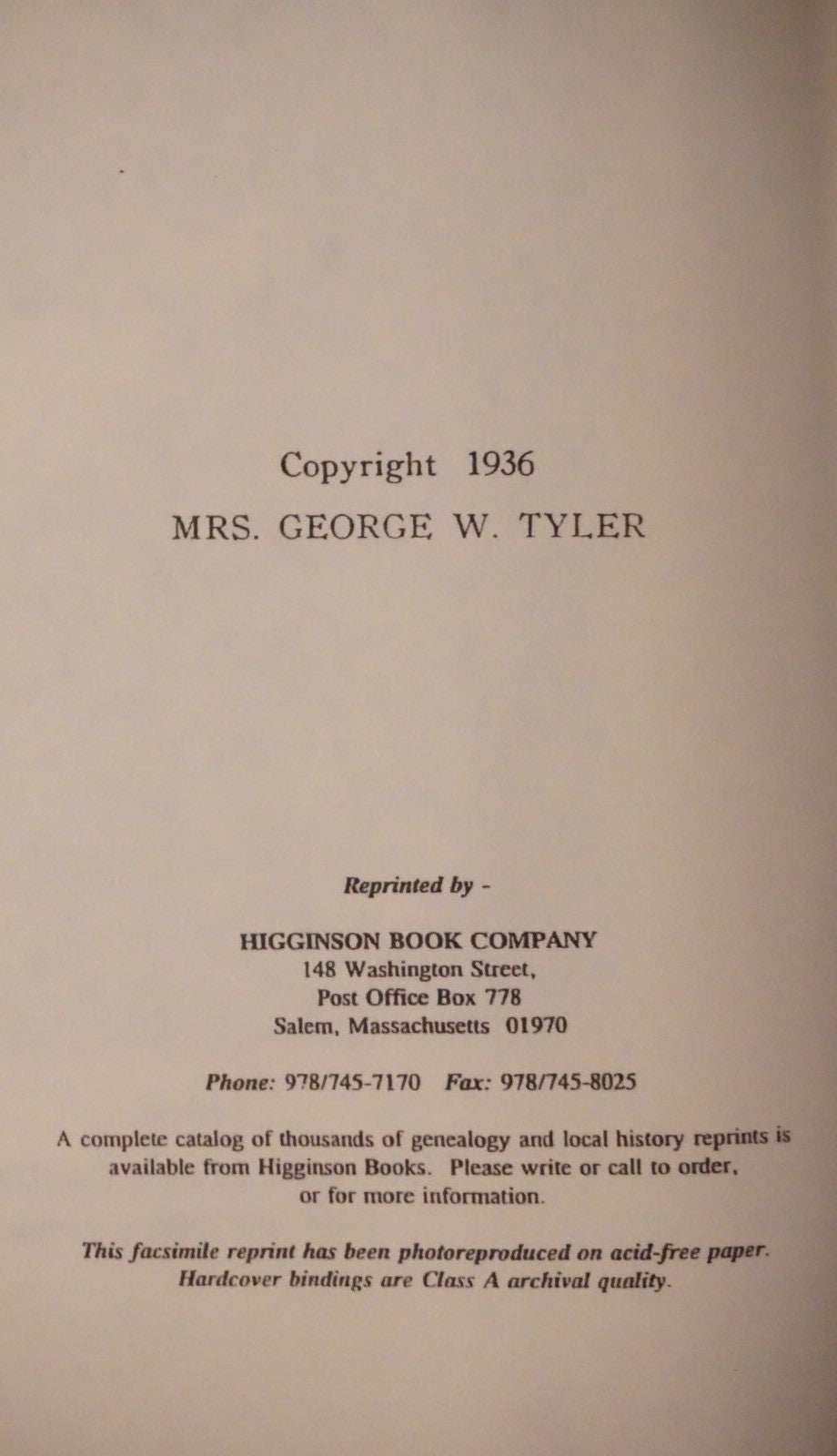 The History of Bell County, Texas by George W. Tyler Hardcover