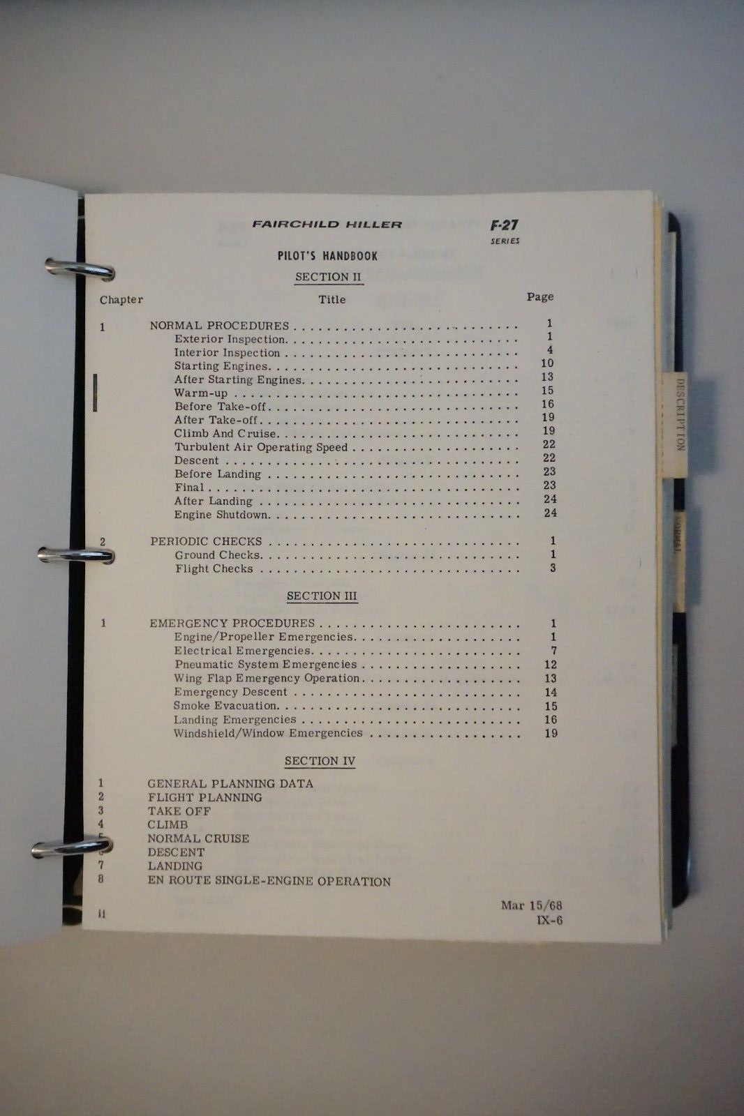 Fairchild Hiller F-27 Pilot's Handbook 1968