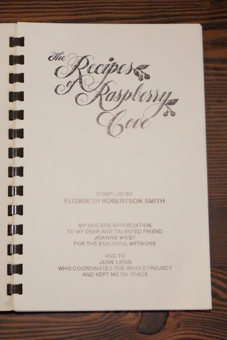 The Recipes of Raspberry Cove Elizabeth Robertson Smith Cookbook Inscribed