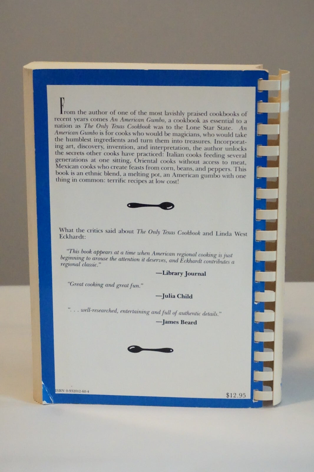 An American Gumbo Cookbook by Linda West Eckhardt 1983 Spiralbound