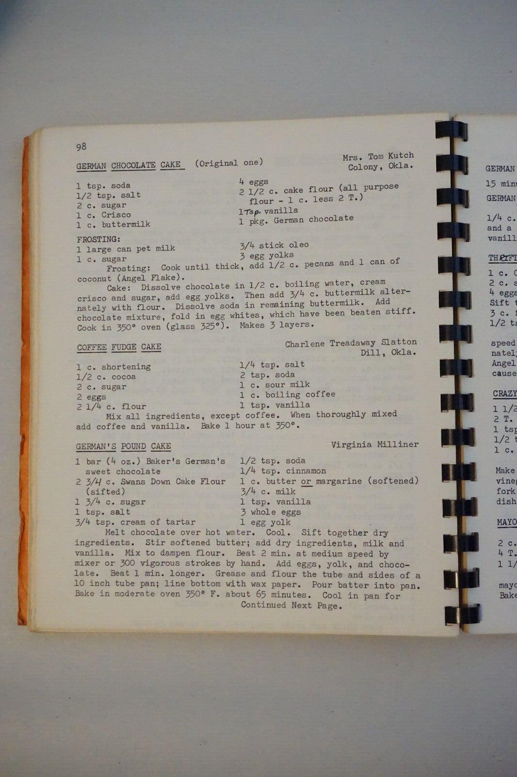 Rare - The Columbian Memorial Presbyterian Church Colony, Oklahoma Cookbook 1964