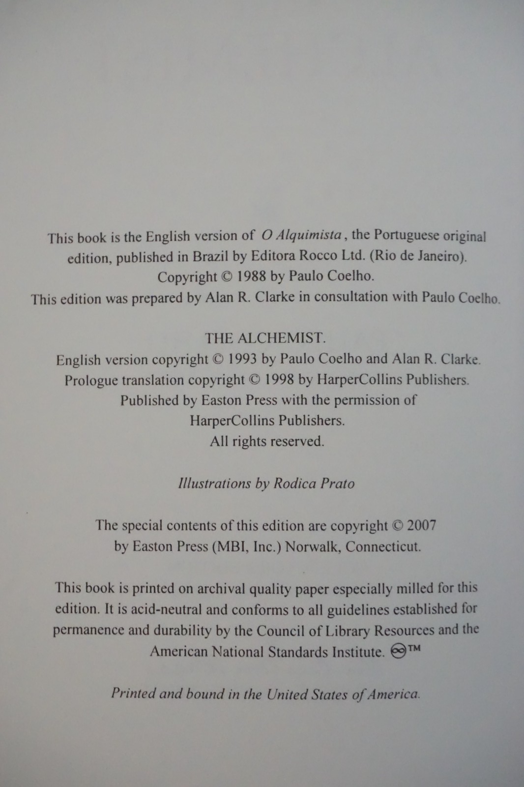 The Alchemist by Paulo Coelho 2007 Signed Easton Press