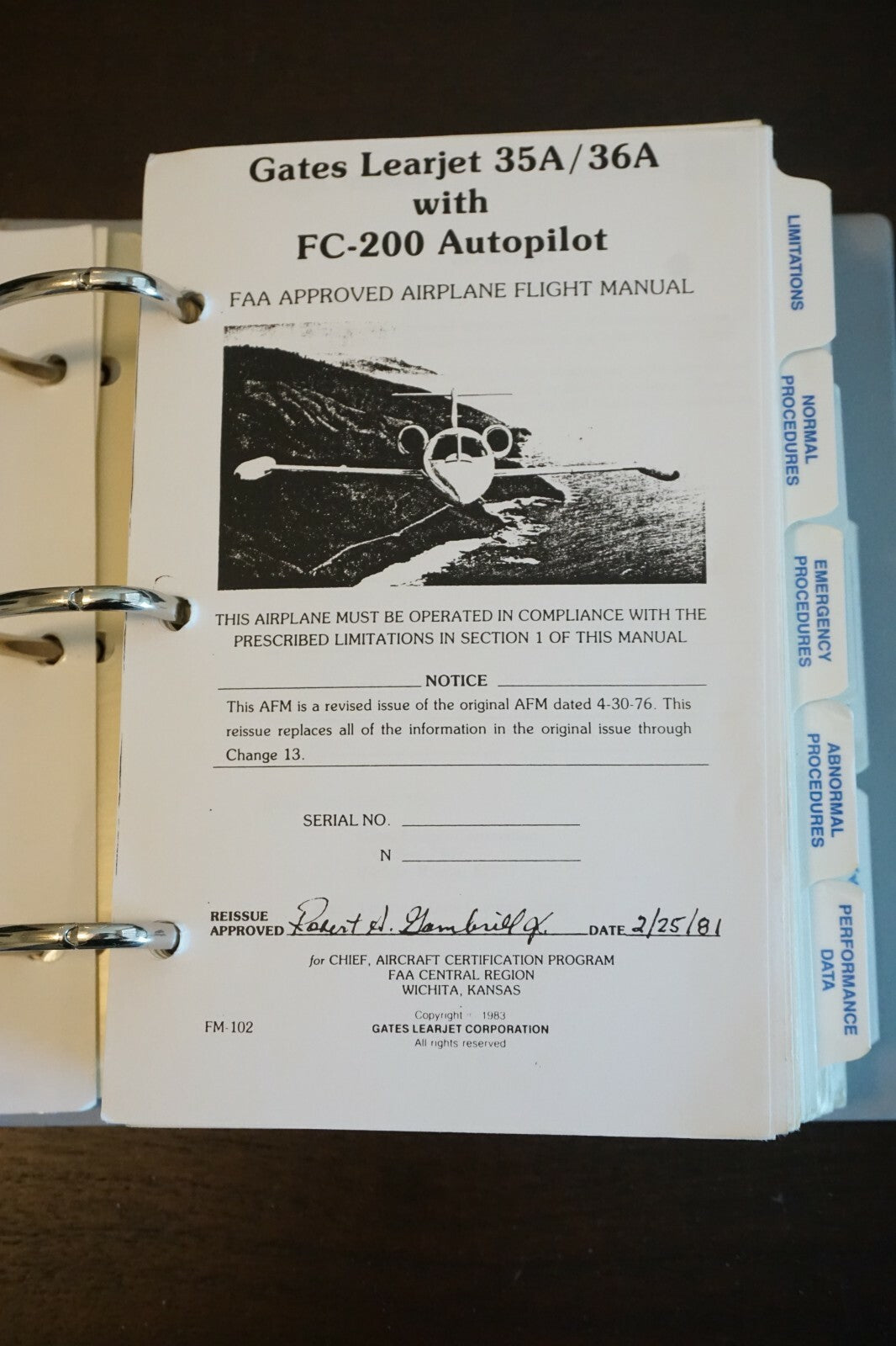 SimuFlite Gates Learjet 35A 36A Flight Manual