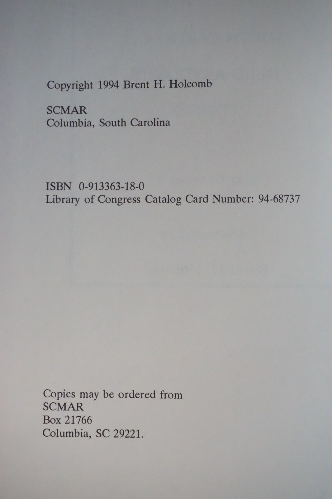 South Carolina Deed Abstracts: 1776-1783 by Brent H. Holcomb 1994 HC Books Y4-H5