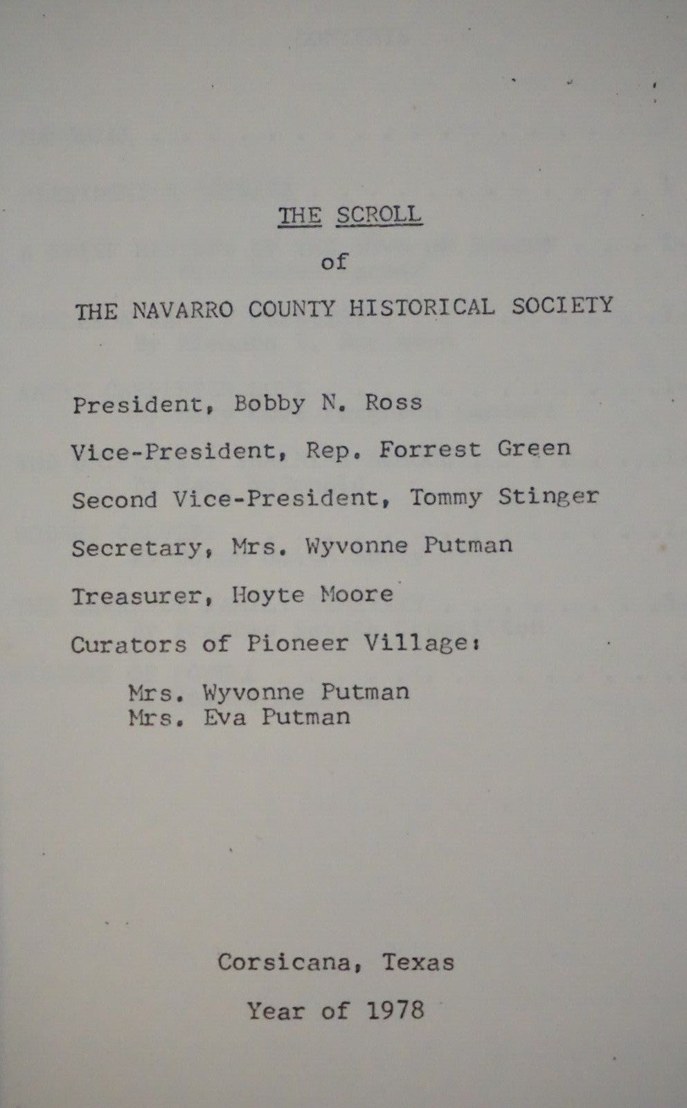 Navarro County Scroll - Volume XXIII 1978 Softcover