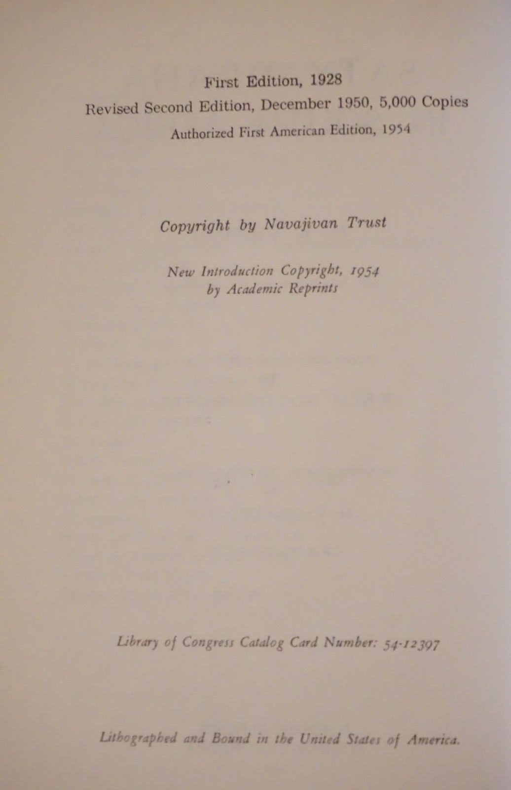 Satyagraha in South by M.K. Gandhi 1954 Hardcover