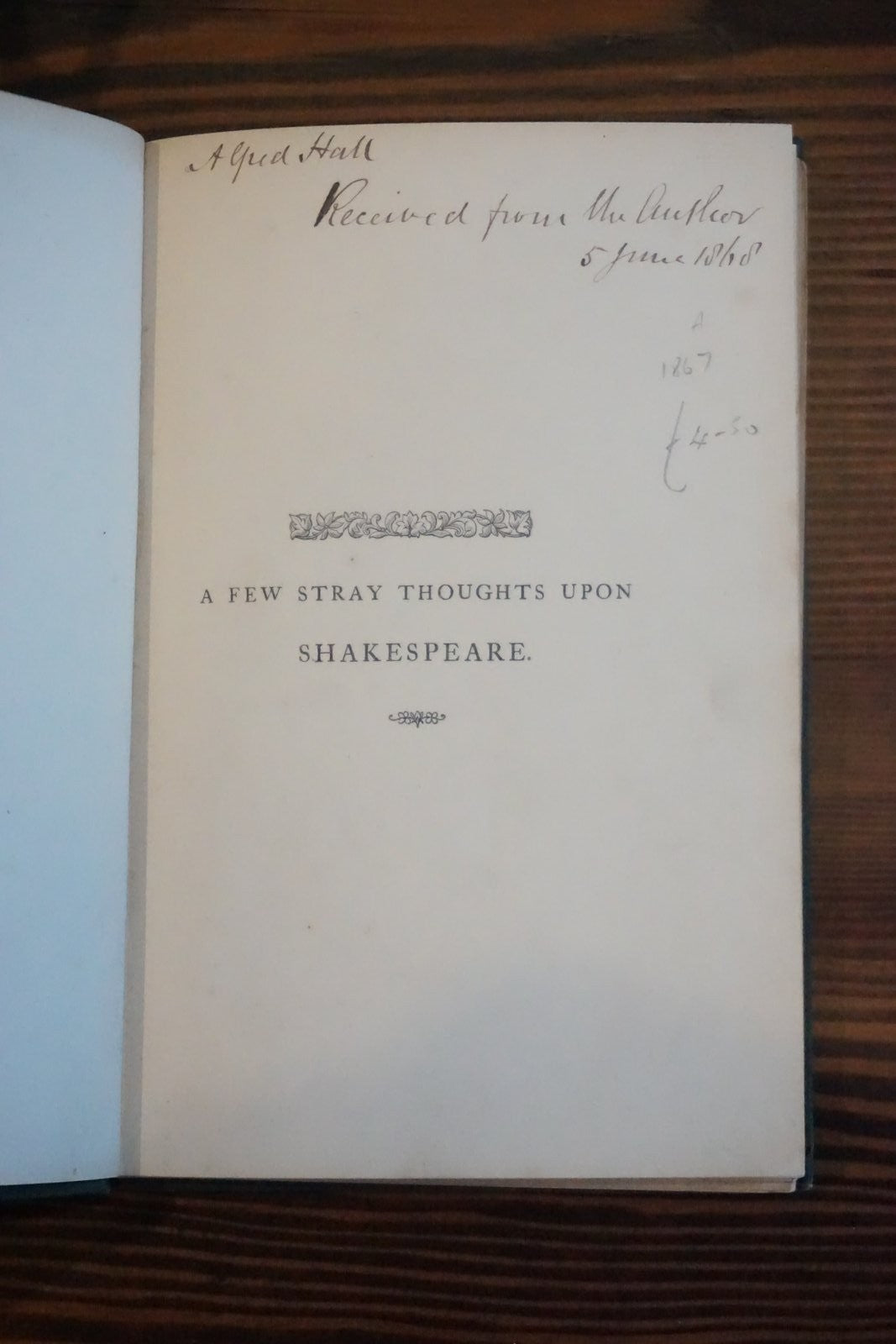 A Few Stray Thoughts upon Shakespeare Thomas Howell 1867 London Bosworth