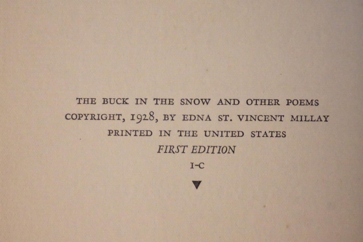 The Buck In The Snow by Edna St. Vincent Millay 1928 1st Edition