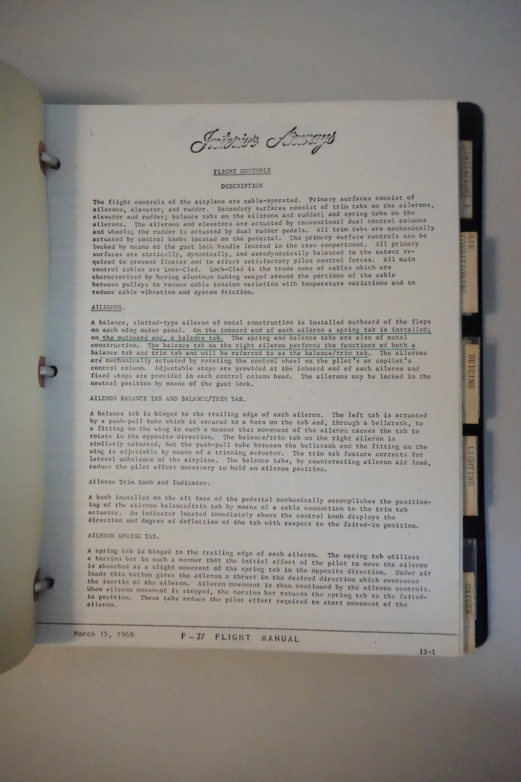 Interior Airways F-27 Airplane Manual For The 514-7 Engine