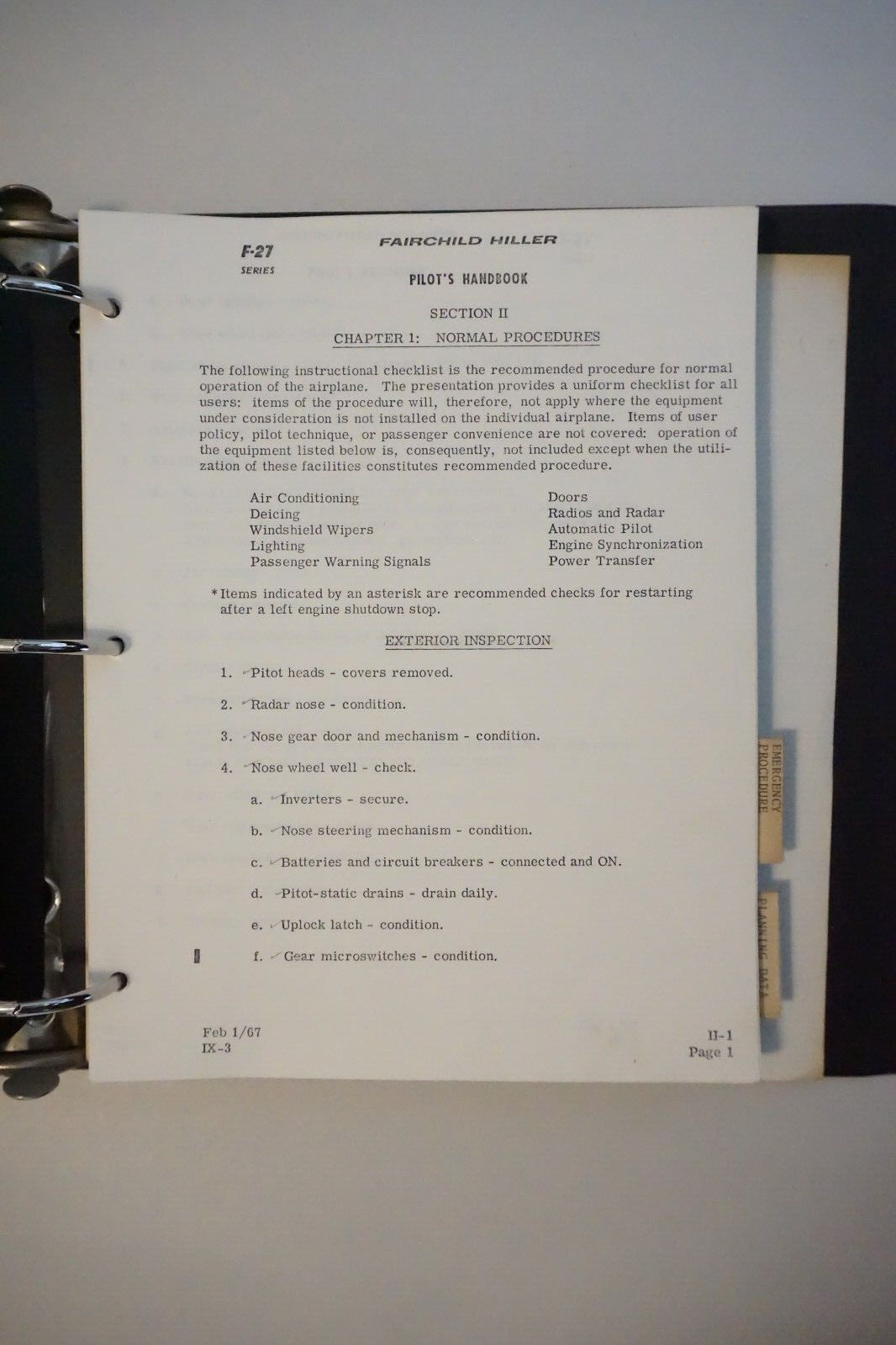 Fairchild Hiller F-27 Pilot's Handbook 1968