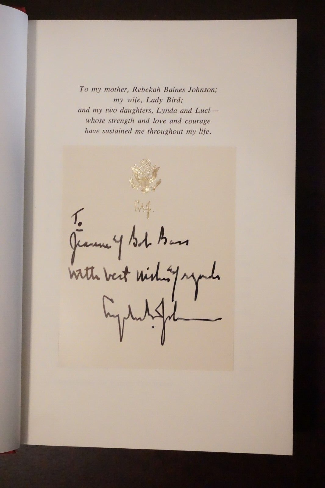 The Vantage Point by Lyndon Baines Johnson 1971 Signed 1st Edition HC DJ 9780030844928