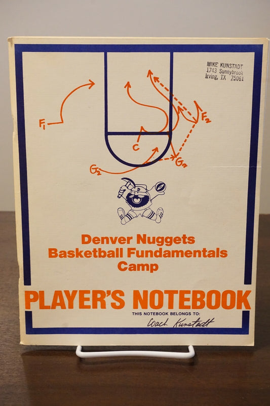 Denver Nuggets Basketball Fundamentals Camp Players Notebook 1970's