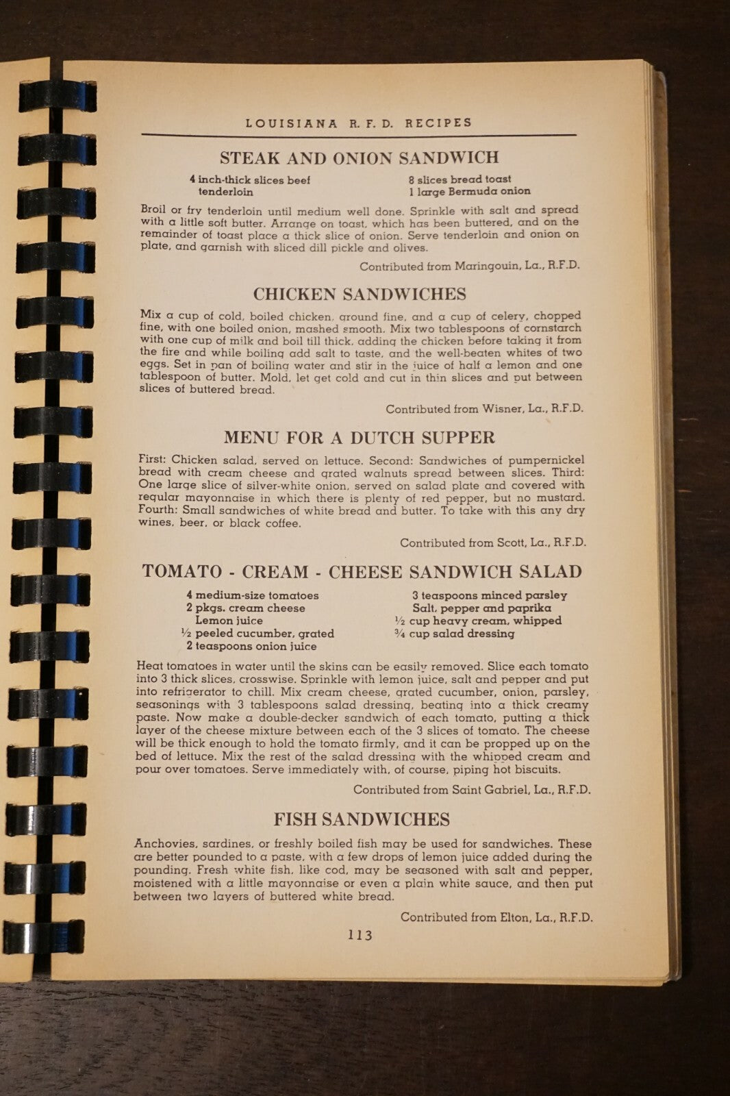 Rare Louisiana RFD Recipes Cookbook 1956 Spiralbound Creole