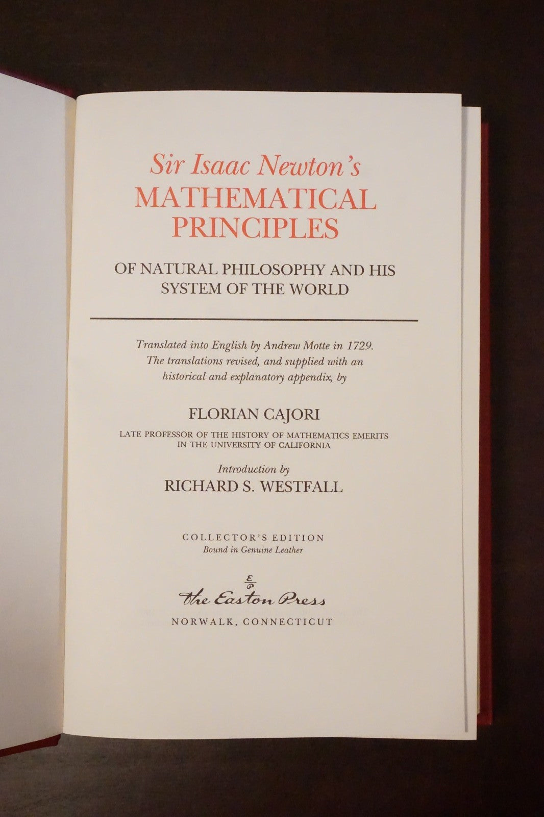 Mathematical Principles by Sir Isaac Newton 1992 Easton Press