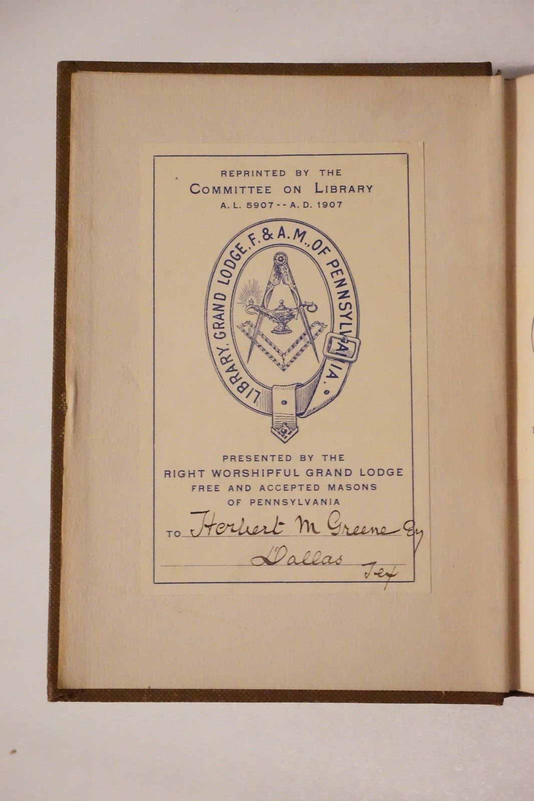 The Constitutions of Freemasons by Grand Lodge of Pennsylvania 1906 Hardcover