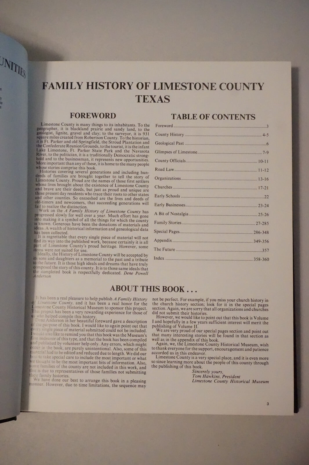 A Family History of Limestone County Volume I 1986 Hardcover