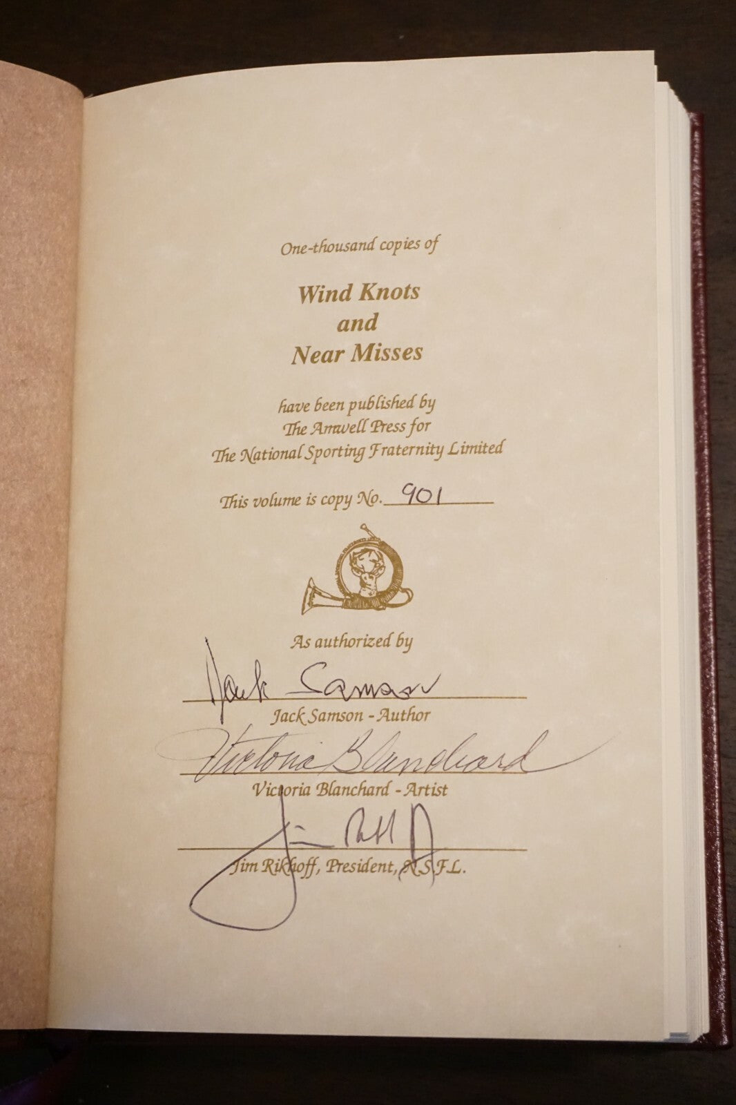 Wind Knots and Near Misses by Jack Samson Limited 1st Edition 901 of 1000 Signed