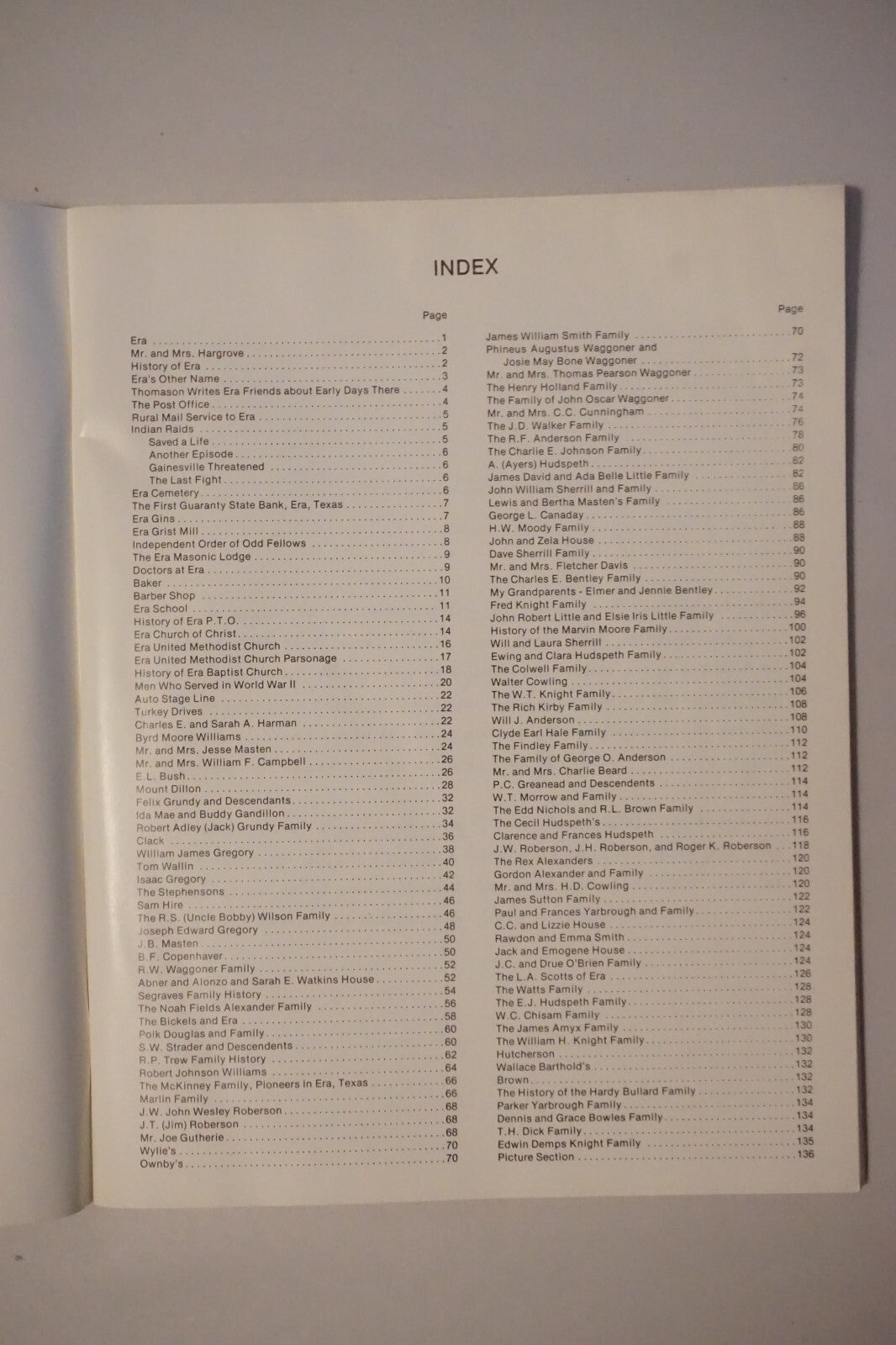 Era, Texas Centennial 1878-1978 History