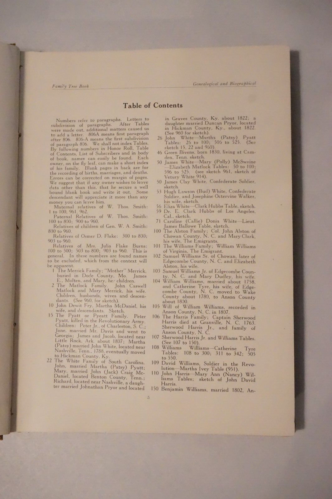 Smith Family Tree Book by W. Thomas Smith 1922 Hardcover