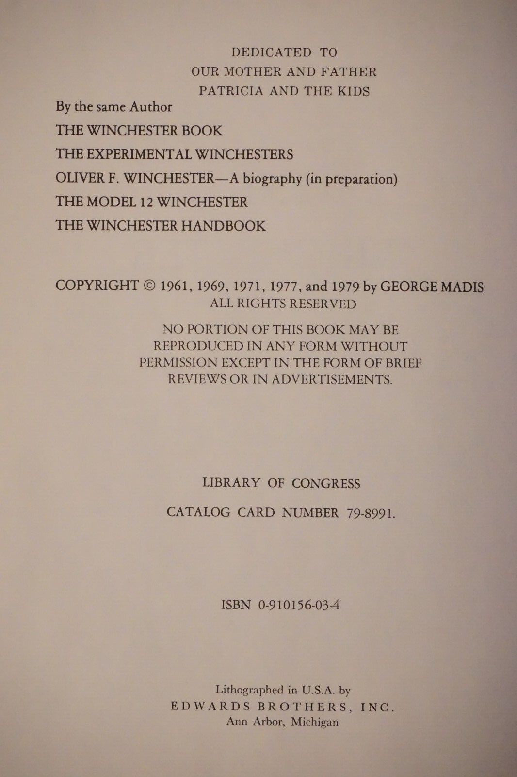 The Winchester Book by George Madis 1985 Signed Hardcover Limited Edition
