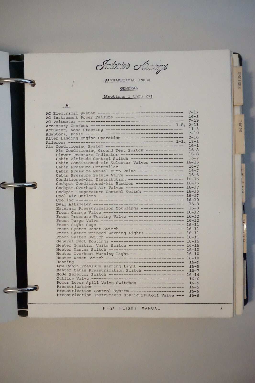 Interior Airways F-27 Airplane Manual For The 514-7 Engine