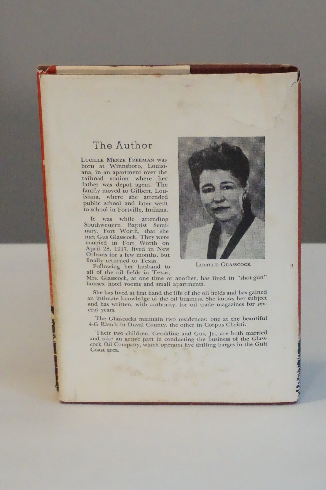 A Texas Wildcatter by Lucille Glasscock 1954 Signed HC DJ