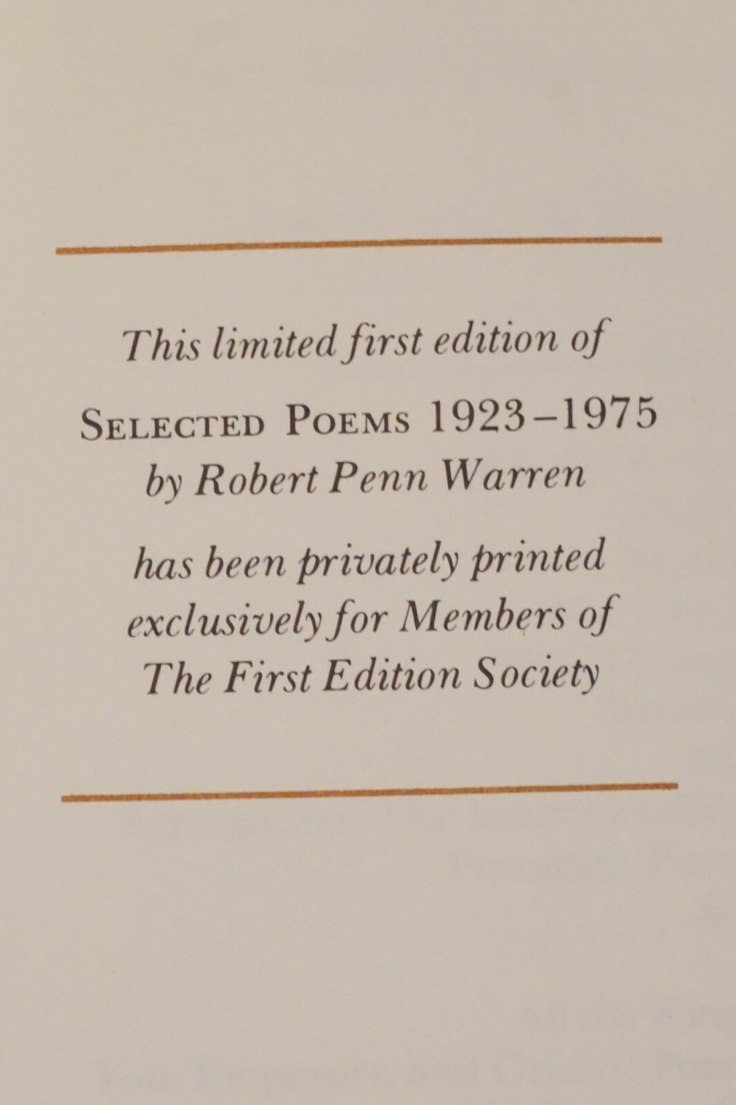 Selected Poems 1928-1975 Robert Penn Warren First Ed 1976 The Franklin Library