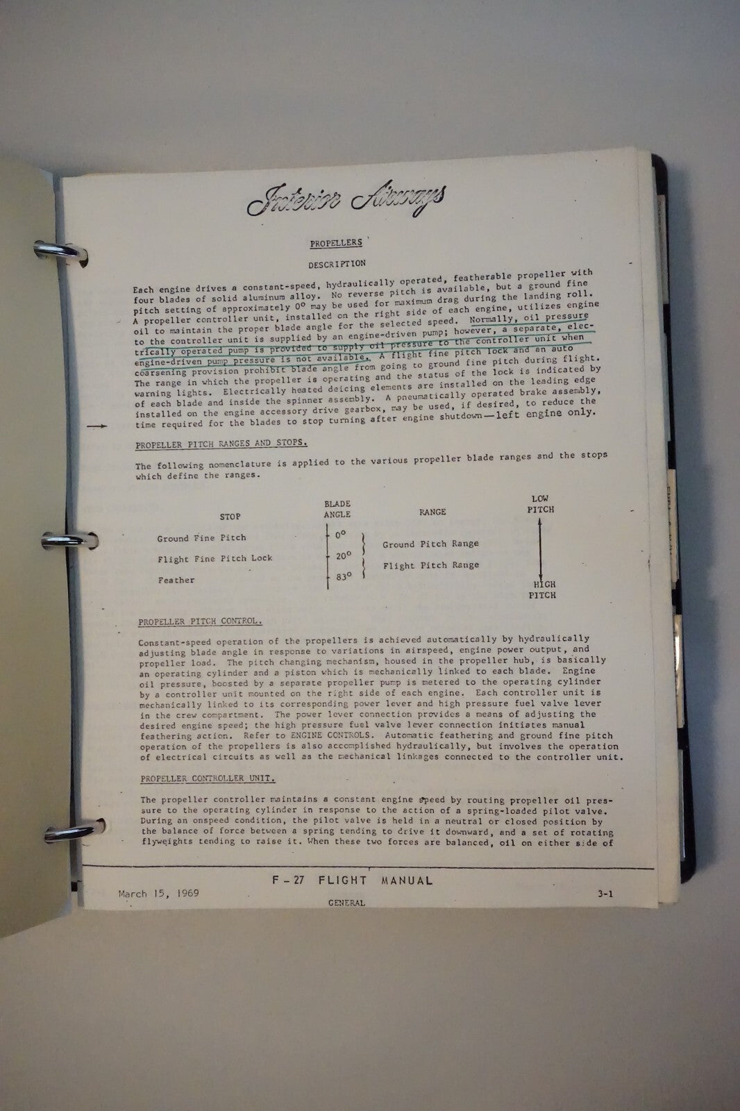 Interior Airways F-27 Airplane Manual For The 514-7 Engine