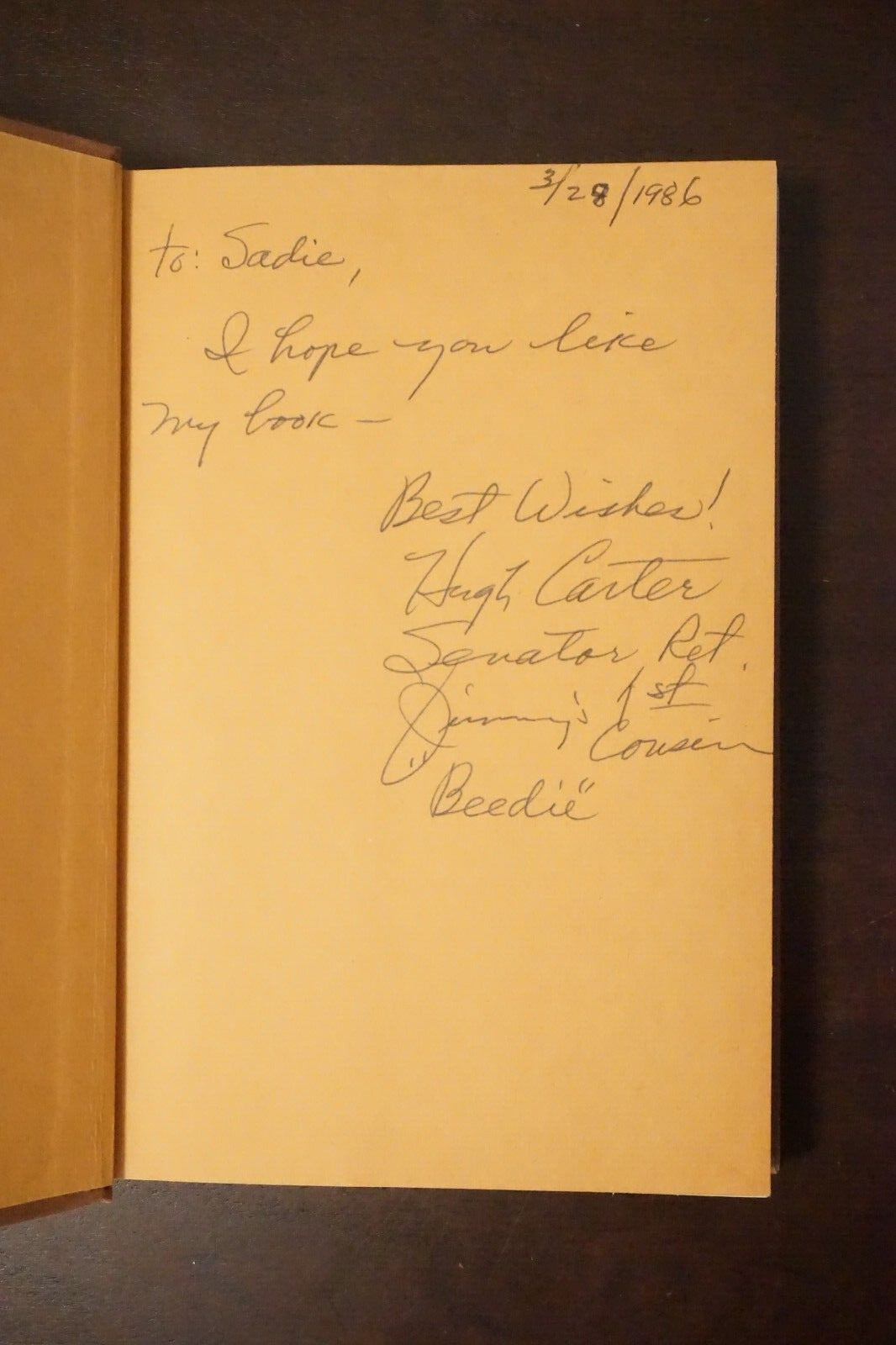 Cousin Beedie and Cousin Hot 1978 Signed by Jimmy Carter and Hugh Carter HC DJ
