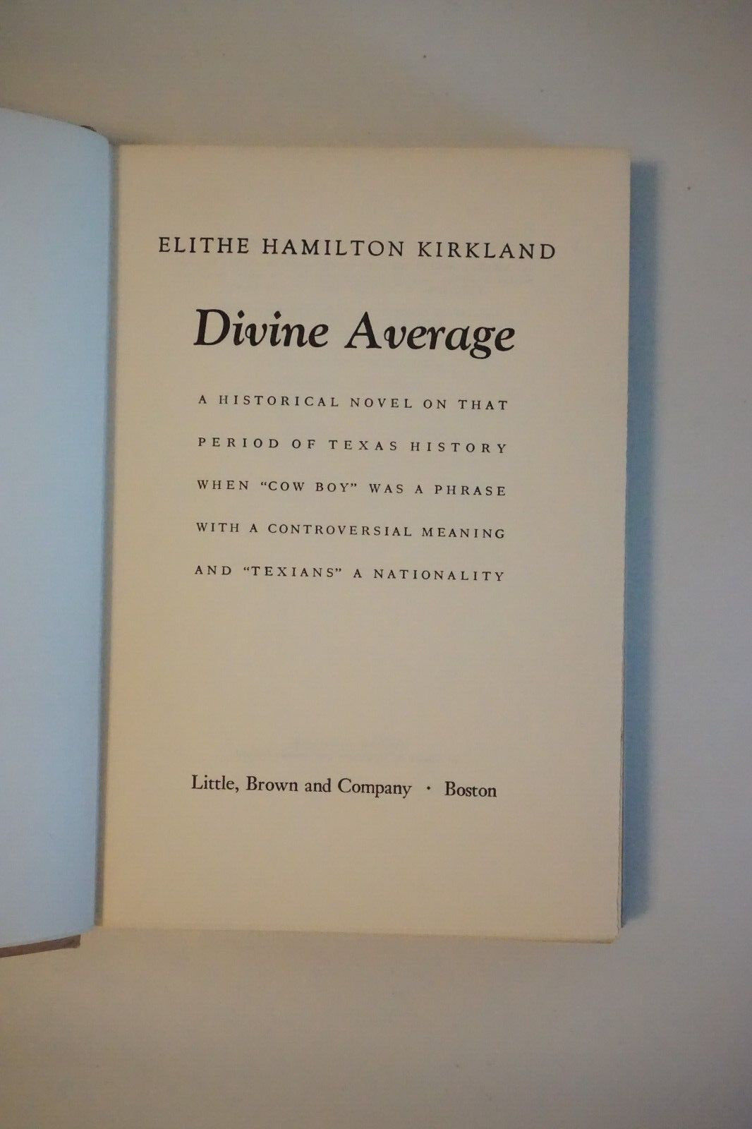 Divine Average by Elithe Hamilton Kirkland 1952 1st Edition HC DJ